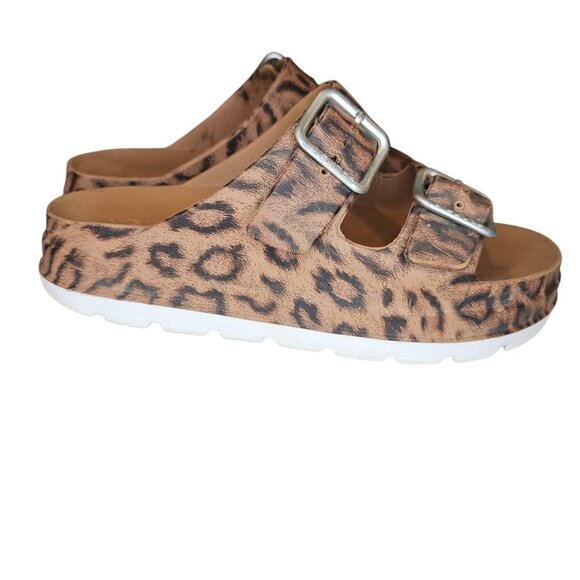 J Slides Womens Baja Platform Chunky Sandals Size 9 Slip On Leopard Print Preppy - Picture 2 of 12